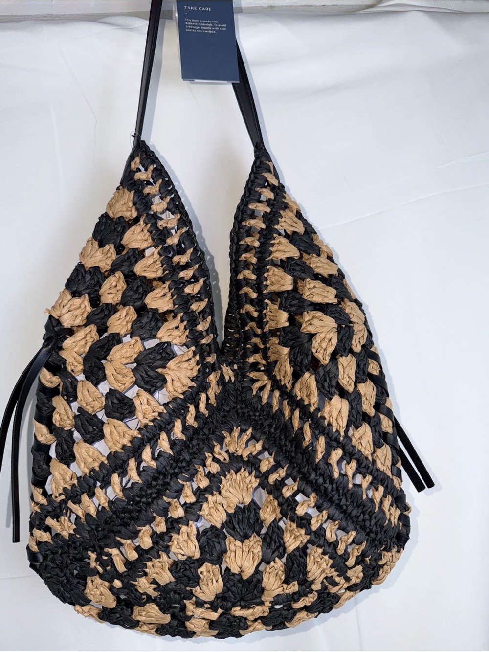 Universal Thread Black and Tan Crochet Tote Bag